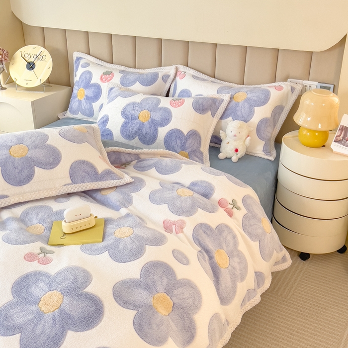 91家纺网 家纺一手货源 找家纺 2023新款立体6D雪花绒加厚保暖系列单枕套 48x74cm一对 兰花朵朵