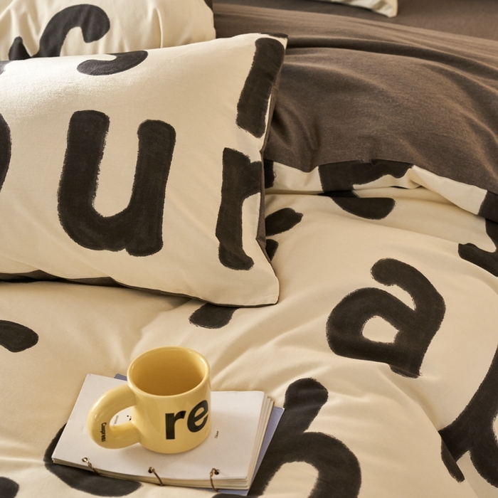 91家纺网 家纺一手货源 找家纺 时年2023新款全棉磨毛印花系列套件-简约风格 心动