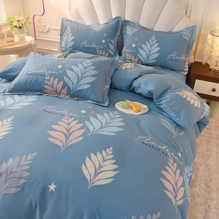 简如   2025新款全棉磨毛印花四件套 漫步森林-蓝