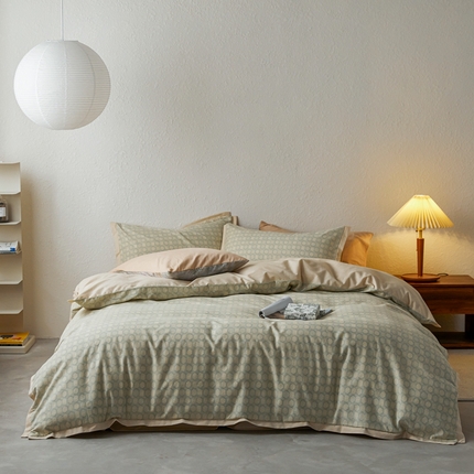 时年家纺 2023 全棉磨毛飞边工艺款 研悦-绿