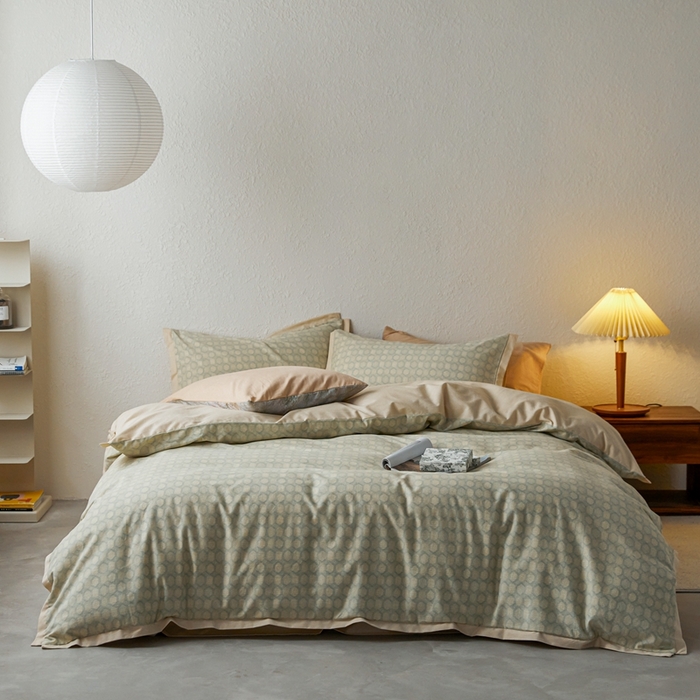 91家纺网 家纺一手货源 找家纺 时年家纺 2023 全棉磨毛飞边工艺款 研悦-绿