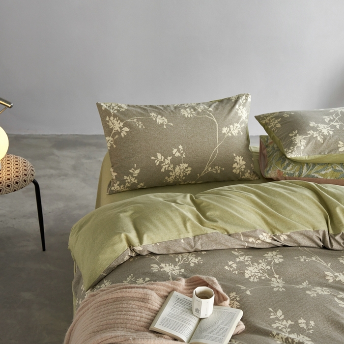 91家纺网 家纺一手货源 找家纺 时年2023新款全棉磨毛印花系列套件-花卉风格 敏玖-咖