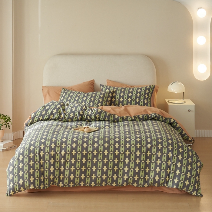 91家纺网 家纺一手货源 找家纺 时年2023新款全棉磨毛印花系列套件-简约风格 恩锦