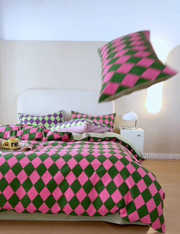 91家纺网 家纺一手货源 找家纺 时年2023新款全棉磨毛印花系列套件-简约风格 晴琳-绿