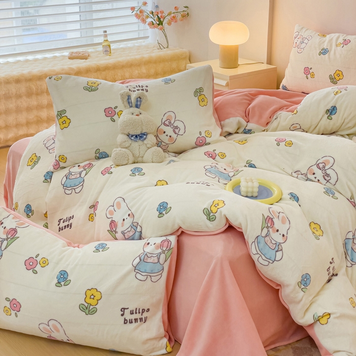 91家纺网 家纺一手货源 找家纺 （总）木堇家居 2023新款牛奶绒印花四件套