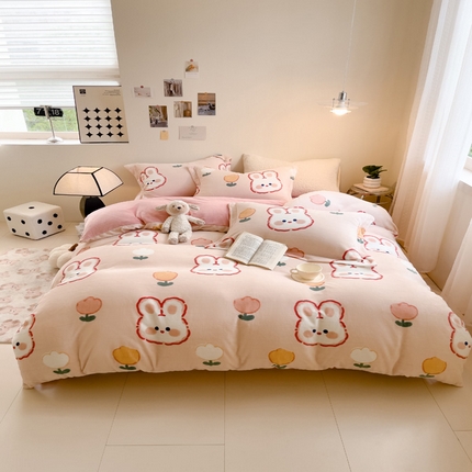 91家纺网 家纺一手货源 找家纺 （总）宅部落 2023新款高克重牛奶绒四件套