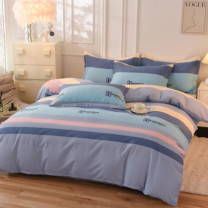 91家纺网 家纺一手货源 找家纺 简如  	2025新款全棉磨毛印花四件套 潮青春