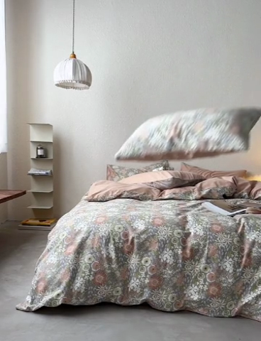 91家纺网 家纺一手货源 找家纺 时年2023新款全棉磨毛印花系列套件-花卉风格 秋月