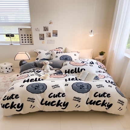 91家纺网 家纺一手货源 找家纺 （总）宅部落 2023新款高克重牛奶绒四件套