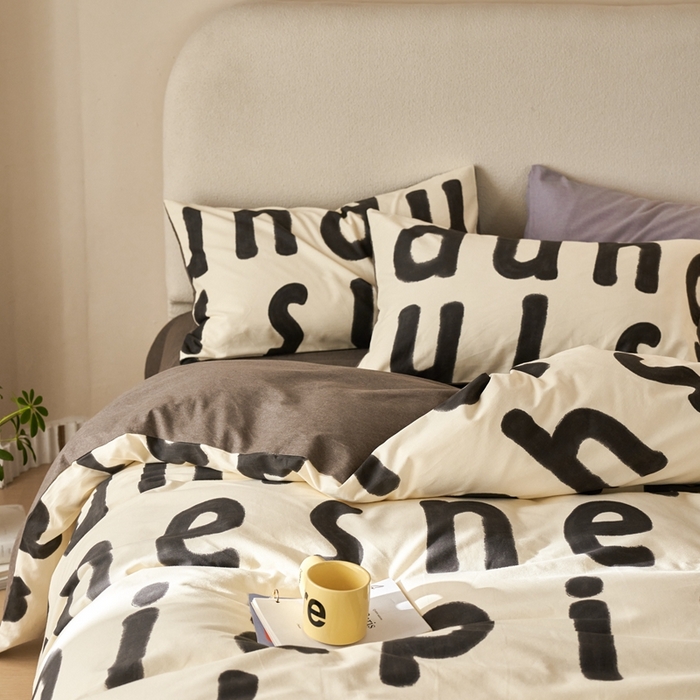 91家纺网 家纺一手货源 找家纺 时年2023新款全棉磨毛印花系列套件-简约风格 心动