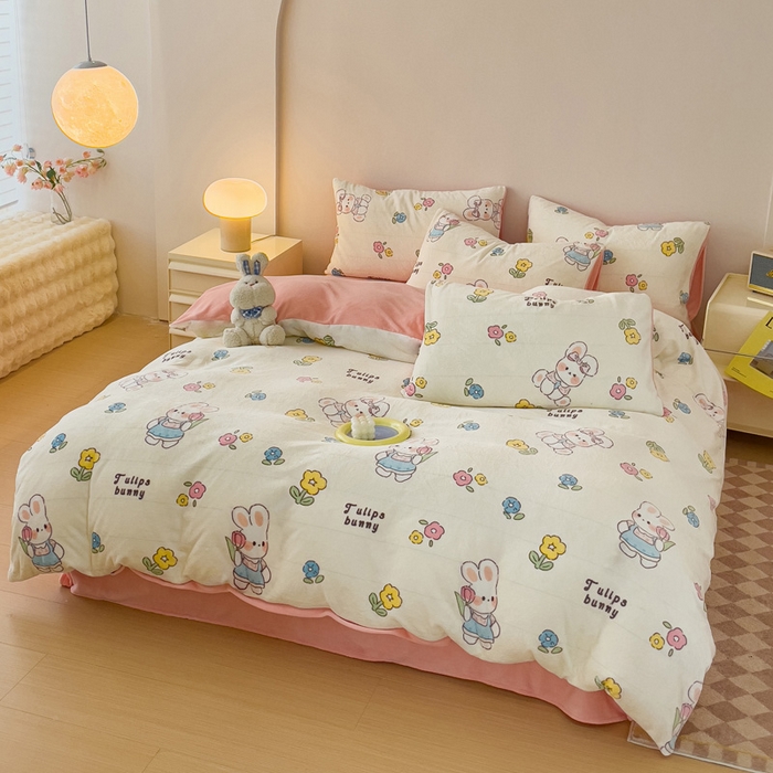 91家纺网 家纺一手货源 找家纺 （总）木堇家居 2023新款牛奶绒印花四件套