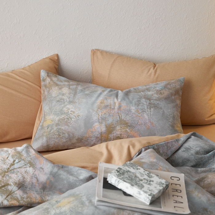 91家纺网 家纺一手货源 找家纺 时年2023新款全棉磨毛印花系列套件-花卉风格 幽静