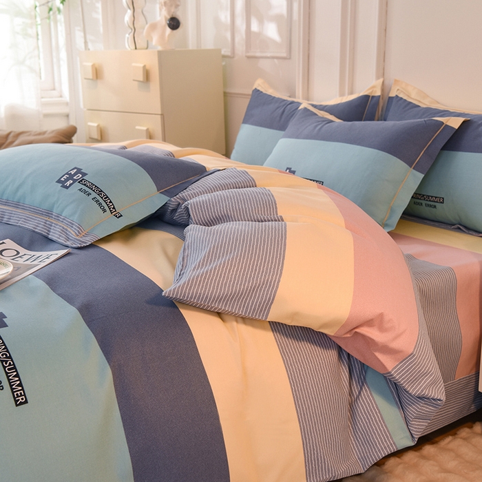 91家纺网 家纺一手货源 找家纺 简如  	2025新款全棉磨毛印花四件套 潮青春