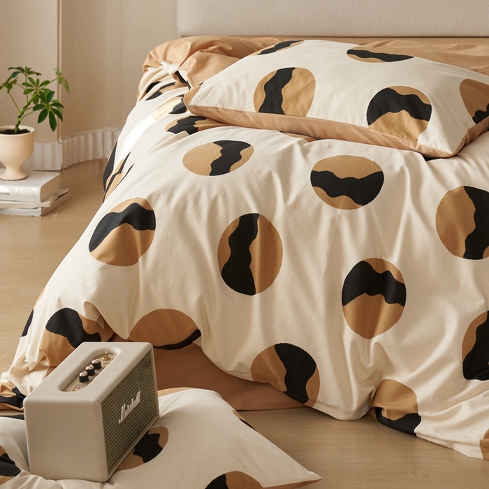 91家纺网 家纺一手货源 找家纺 时年2023新款全棉磨毛印花系列套件-简约风格 丹可