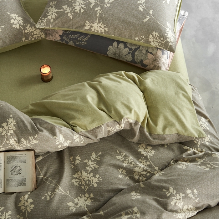 91家纺网 家纺一手货源 找家纺 时年2023新款全棉磨毛印花系列套件-花卉风格 敏玖-咖