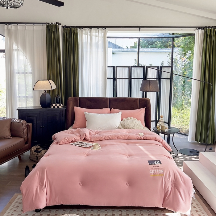 91家纺网 家纺一手货源 找家纺 米菲 2023新款 柔棉大豆被冬被被子被芯春秋被 西柚粉