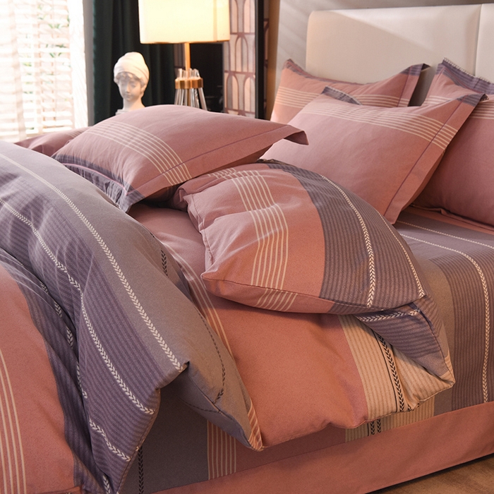 91家纺网 家纺一手货源 找家纺 简如   2025新款全棉磨毛印花四件套 克洛伊-粉