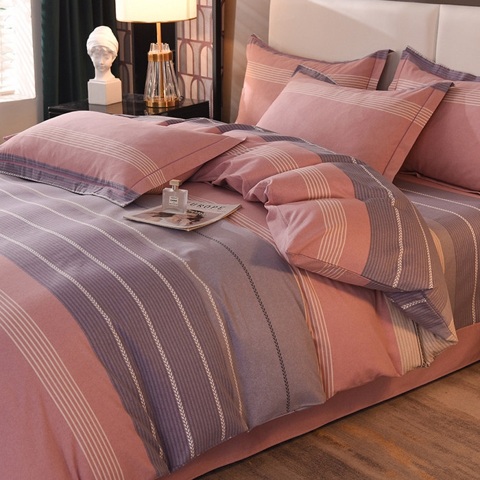 91家纺网 家纺一手货源 找家纺 简如   2025新款全棉磨毛印花四件套 克洛伊-粉