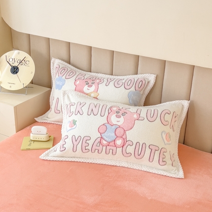 2023新款立体6D雪花绒加厚保暖系列单枕套 48x74cm一对 抱抱熊