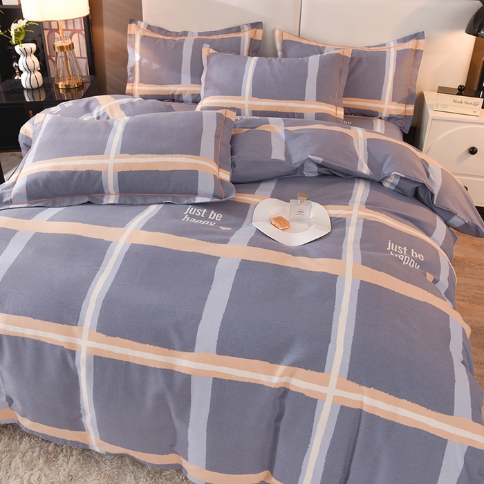 91家纺网 家纺一手货源 找家纺 简如   2025新款全棉磨毛印花四件套 初遇-蓝