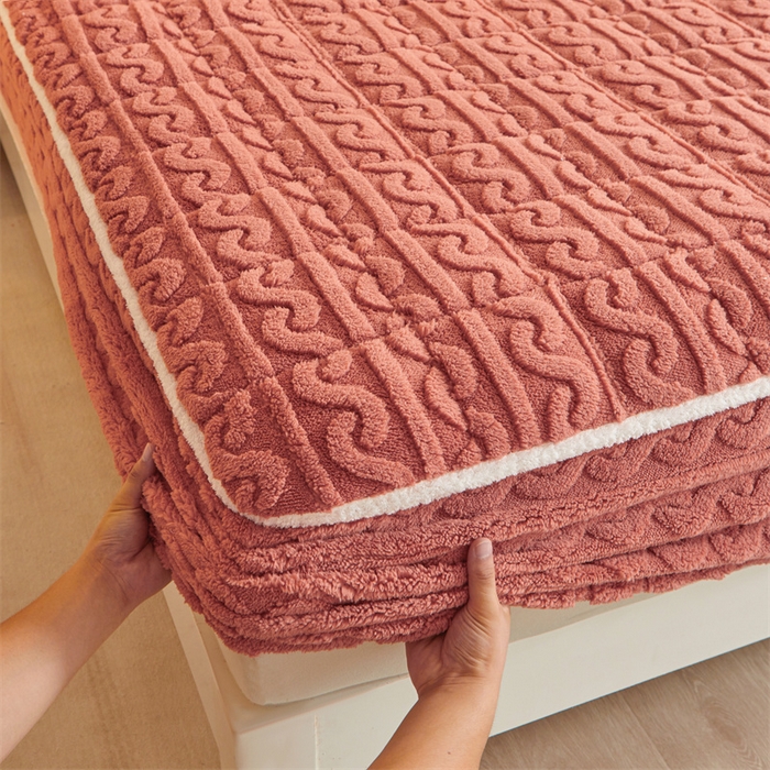 91家纺网 家纺一手货源 找家纺 雯豆 2023新款A类塔芙绒夹棉床笠 砖红