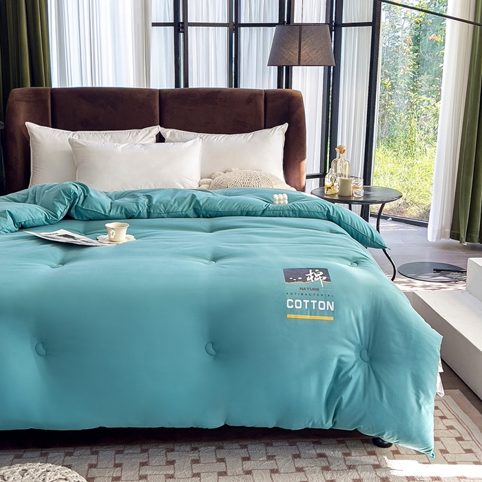 91家纺网 家纺一手货源 找家纺 米菲 2023新款 柔棉大豆被冬被被子被芯春秋被 孔雀绿