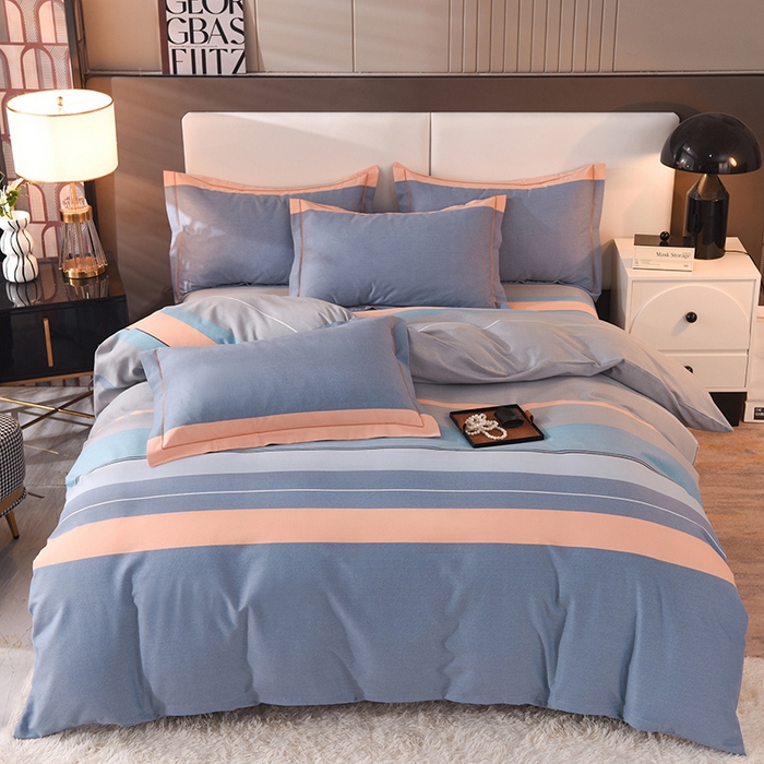 91家纺网 家纺一手货源 找家纺 简如   2025新款全棉磨毛印花四件套 圣西罗-桔