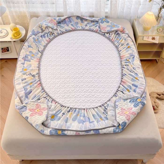 91家纺网 家纺一手货源 找家纺 喜居 2023新款印花牛奶绒床笠花边款牛奶绒床笠大豆夹棉床笠 缤纷花