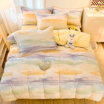 寐居家纺 2023新款小清新印花牛奶绒单被套 七彩流星