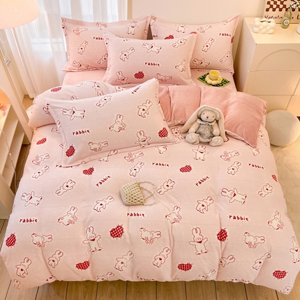 91家纺网 家纺一手货源 找家纺 （总）寐居家纺 2023新款小清新印花牛奶绒单被套