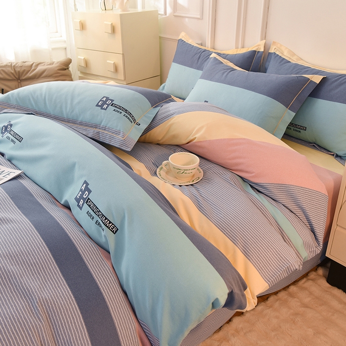 91家纺网 家纺一手货源 找家纺 简如  	2025新款全棉磨毛印花四件套 潮青春