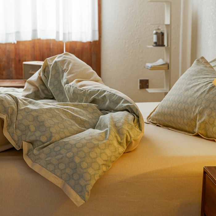 91家纺网 家纺一手货源 找家纺 时年家纺 2023 全棉磨毛飞边工艺款 研悦-绿