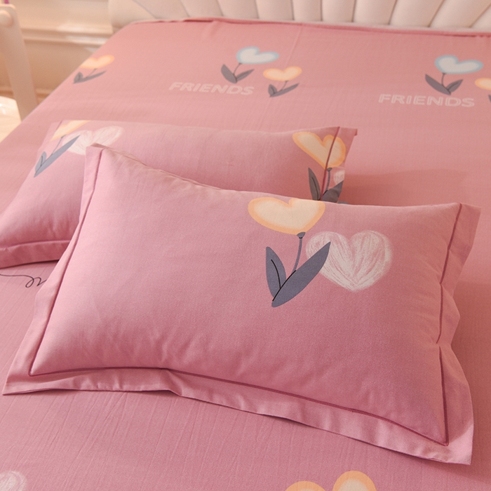 91家纺网 家纺一手货源 找家纺 简如   2025新款全棉磨毛印花四件套 浅影落香-粉