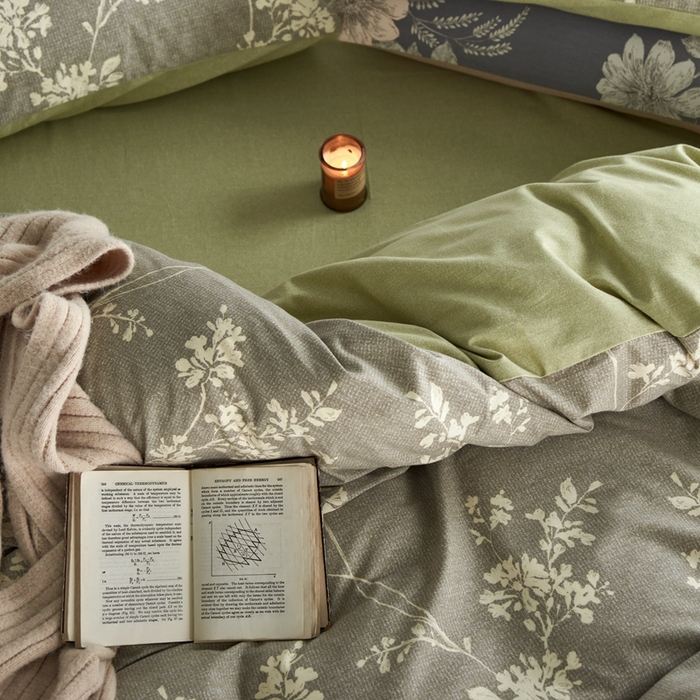 91家纺网 家纺一手货源 找家纺 时年2023新款全棉磨毛印花系列套件-花卉风格 敏玖-咖