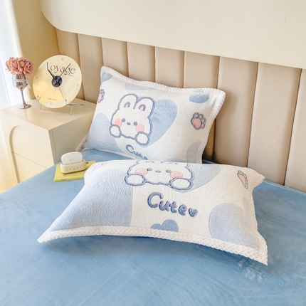 91家纺网 家纺一手货源 找家纺 （总）2023新款立体6D雪花绒加厚保暖系列单枕套 48x74cm一对