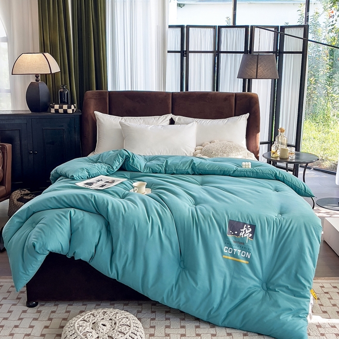 91家纺网 家纺一手货源 找家纺 米菲 2023新款 柔棉大豆被冬被被子被芯春秋被 孔雀绿