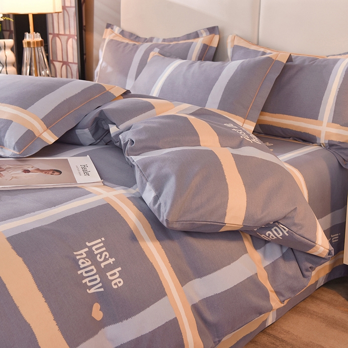 91家纺网 家纺一手货源 找家纺 简如   2025新款全棉磨毛印花四件套 初遇-蓝