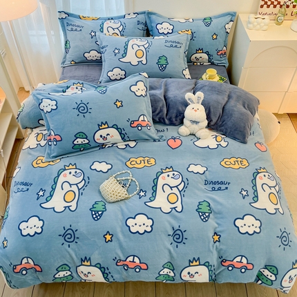 91家纺网 家纺一手货源 找家纺 （总）寐居家纺 2023新款小清新印花牛奶绒单被套