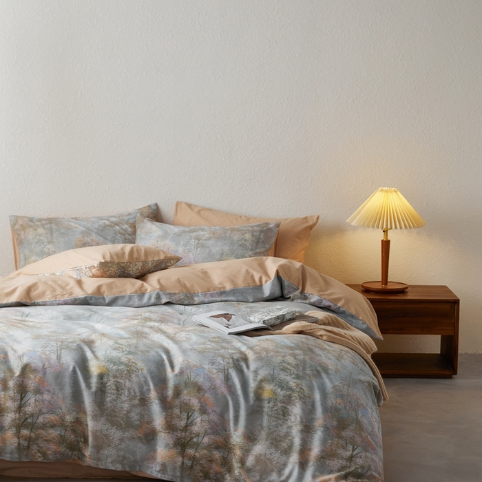 91家纺网 家纺一手货源 找家纺 时年2023新款全棉磨毛印花系列套件-花卉风格 幽静