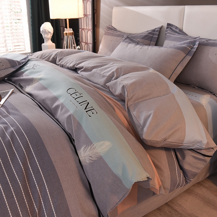 91家纺网 家纺一手货源 找家纺 简如   2025新款全棉磨毛印花四件套 都市时尚-灰