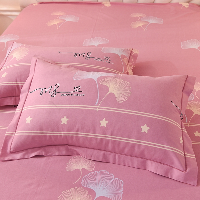 91家纺网 家纺一手货源 找家纺 简如   2025新款全棉磨毛印花四件套 风中倩影-豆沙