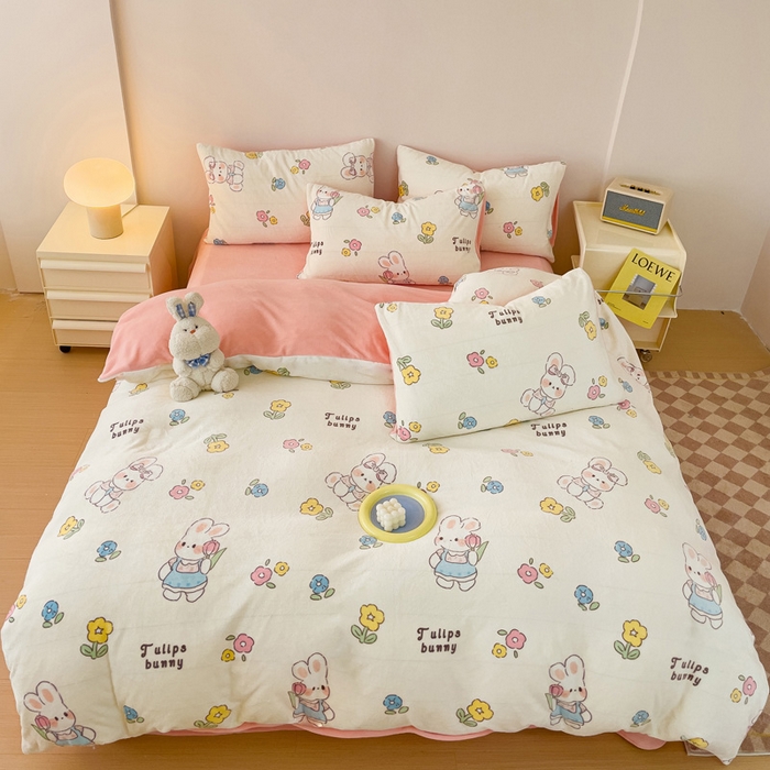 91家纺网 家纺一手货源 找家纺 （总）木堇家居 2023新款牛奶绒印花四件套