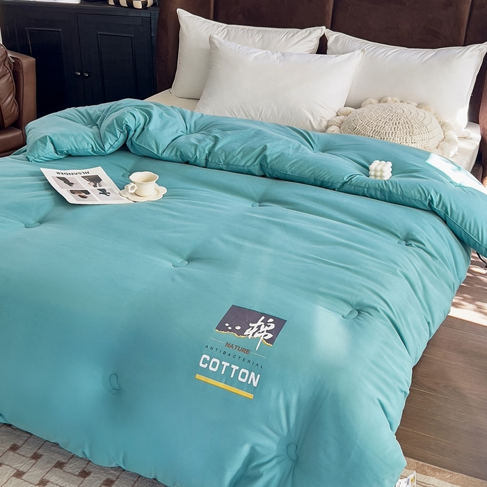 91家纺网 家纺一手货源 找家纺 米菲 2023新款 柔棉大豆被冬被被子被芯春秋被 孔雀绿