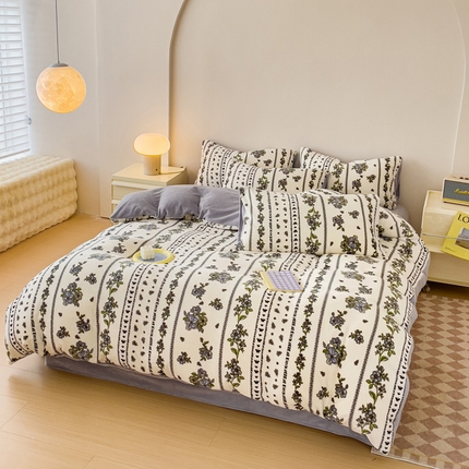 木堇家居 2023新款牛奶绒印花四件套 法式浪漫