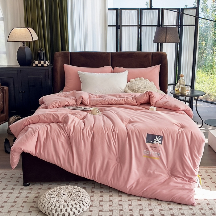 91家纺网 家纺一手货源 找家纺 米菲 2023新款 柔棉大豆被冬被被子被芯春秋被 西柚粉