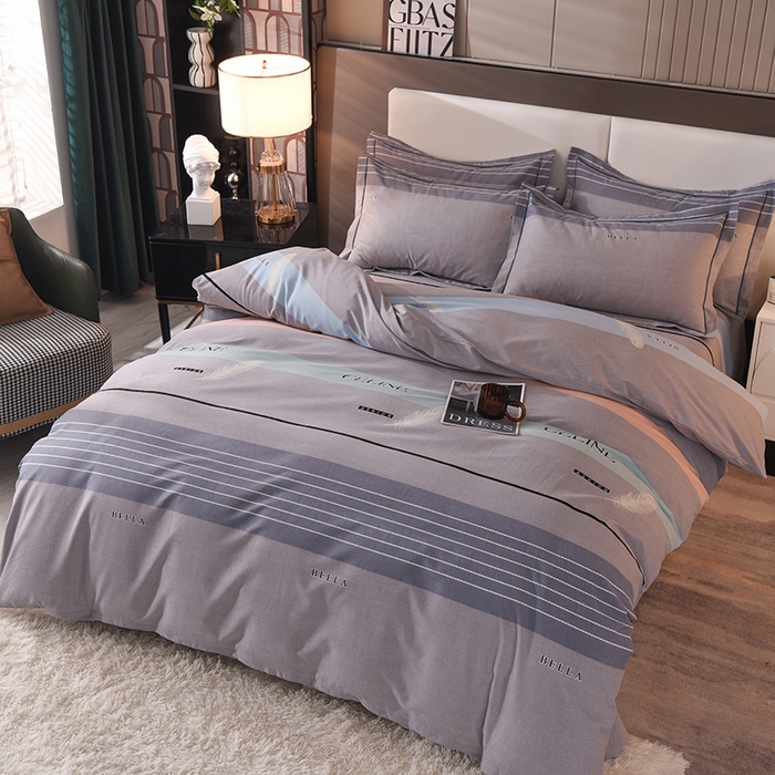 91家纺网 家纺一手货源 找家纺 简如   2025新款全棉磨毛印花四件套 都市时尚-灰