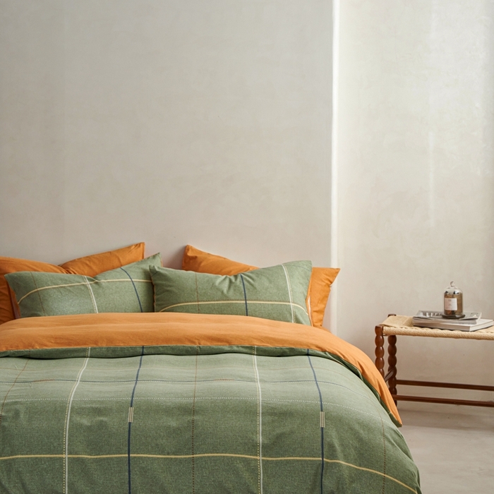 91家纺网 家纺一手货源 找家纺 时年2023新款全棉磨毛印花系列套件-简约风格 贝菡-绿