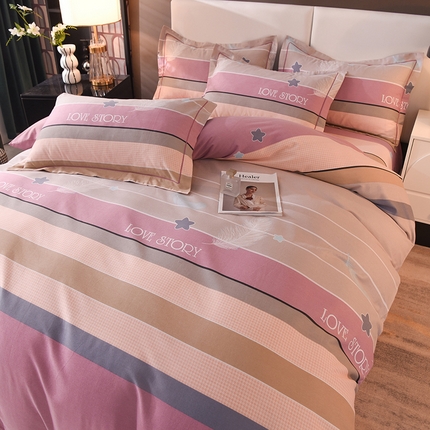 简如   2025新款全棉磨毛印花四件套 可可梦境-豆沙