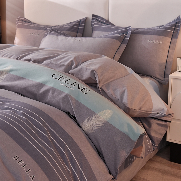 91家纺网 家纺一手货源 找家纺 简如   2025新款全棉磨毛印花四件套 都市时尚-灰