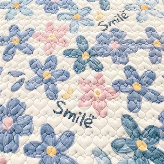 91家纺网 家纺一手货源 找家纺 喜居 2023新款印花牛奶绒床笠花边款牛奶绒床笠大豆夹棉床笠 缤纷花